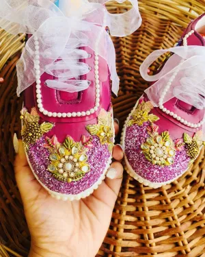 FUNKY N TRENDY wine color hand work sneakers for brides / bridesmaids/ purple sneakers / wine sneakers / floral shoes / floral embroidered sneakers/ embroidered shoes