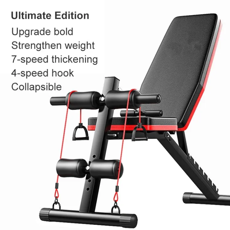 189-2 Ultimate Edition Household Folding Multifunctional Bold Main Frame Dumbbell Bench Sit-up Bench Weightlifting Bed with Pull Rope