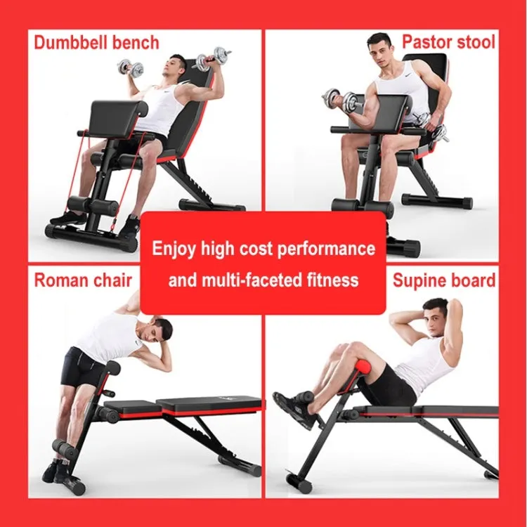 189-2 Ultimate Edition Household Folding Multifunctional Bold Main Frame Dumbbell Bench Sit-up Bench Weightlifting Bed with Pull Rope