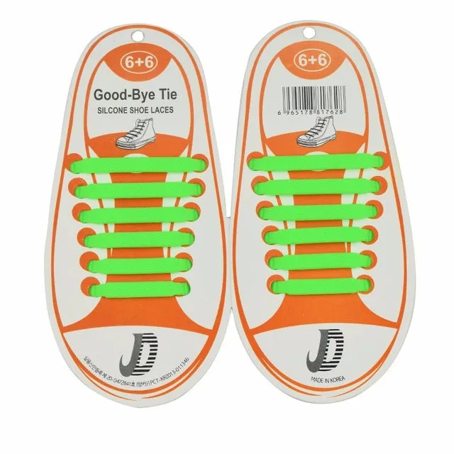 2017 12Pcs/Set Summer Hot Sale Fashion Children Shoes Accessory Shoelaces Athletic Running Lazy No Tie Silica Gel Shoe Laces