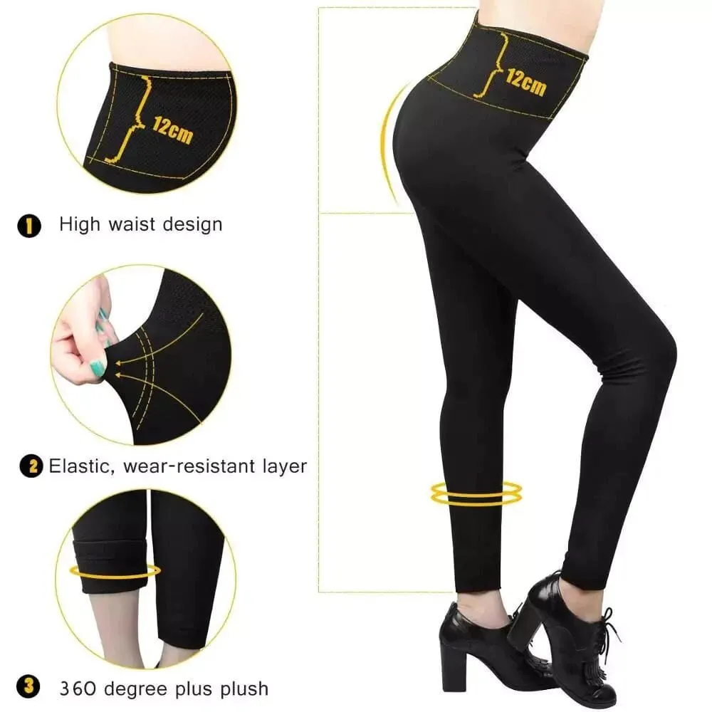 3-Pack: Women’s Fleece Lined Leggings High Waist Soft Stretchy Warm Leggings