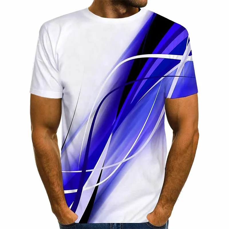 3D Print Men's Graphic Tee in Blue, Purple, Yellow, Orange, and Red - Streetwear Essential