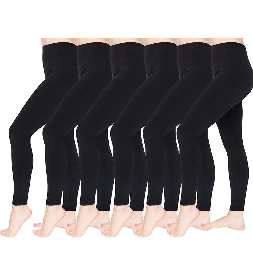 4-Pack: Women’s Fleece Lined Leggings High Waist (One Size)