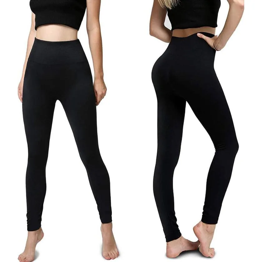 4-Pack: Women’s Fleece Lined Leggings High Waist (One Size)