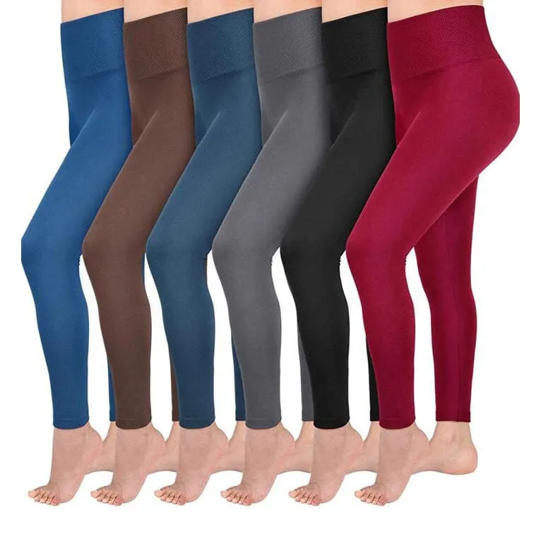 4-Pack: Women’s Fleece Lined Leggings High Waist (One Size)