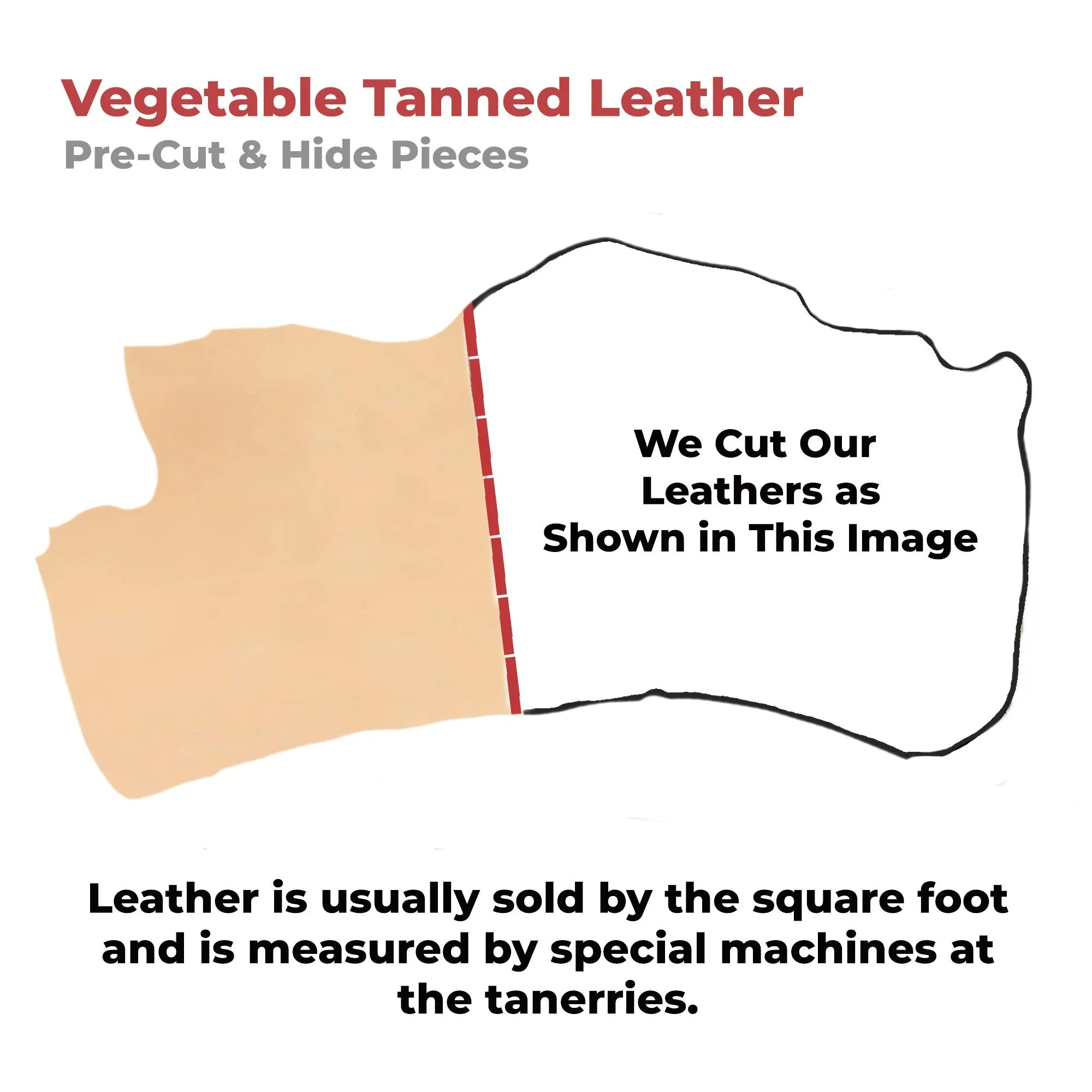 8-11 oz. (3-5mm) Vegetable Tanned Craftsmen Cut Leather Tooling Leather Cowhide Full Grain Leather