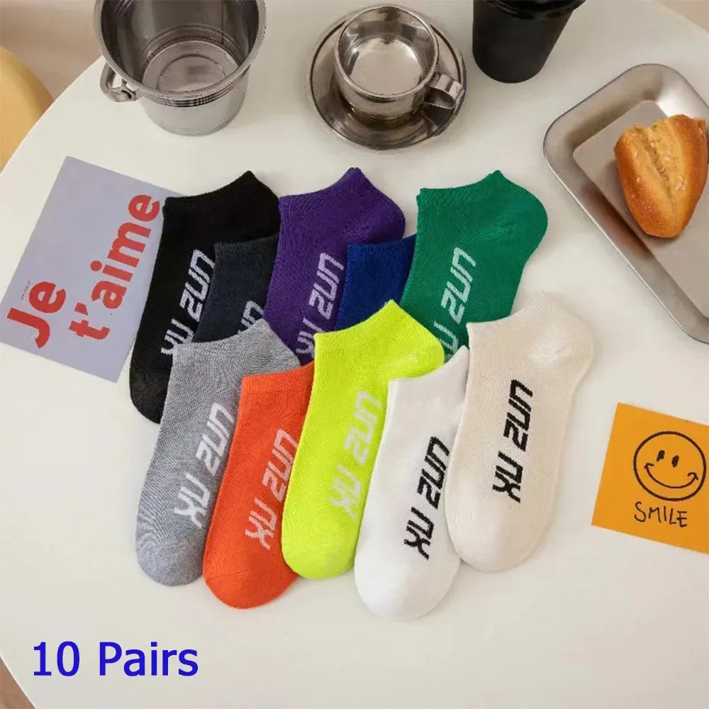 8 Pairs Women/Men Boat Socks Invisible Low Cut Silicone Non-slip Summer No-show Ankle Socks Solid Color Casual Breathable