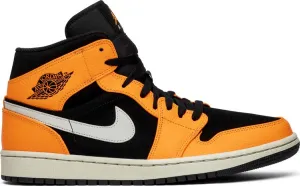 Air Jordan 1 Mid Black Cone Sneakers, Orange