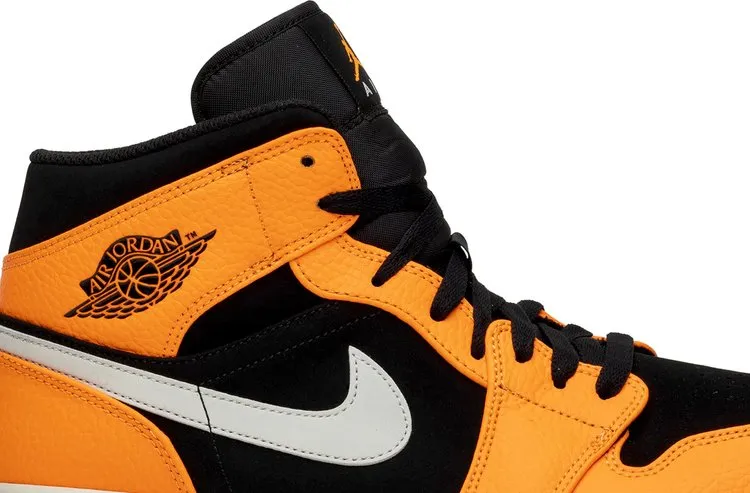 Air Jordan 1 Mid Black Cone Sneakers, Orange