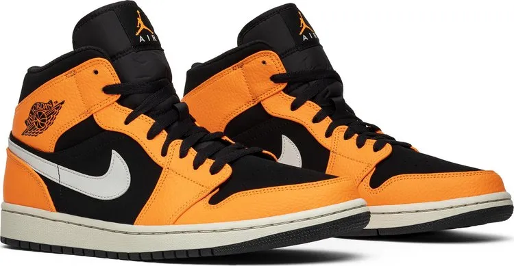 Air Jordan 1 Mid Black Cone Sneakers, Orange