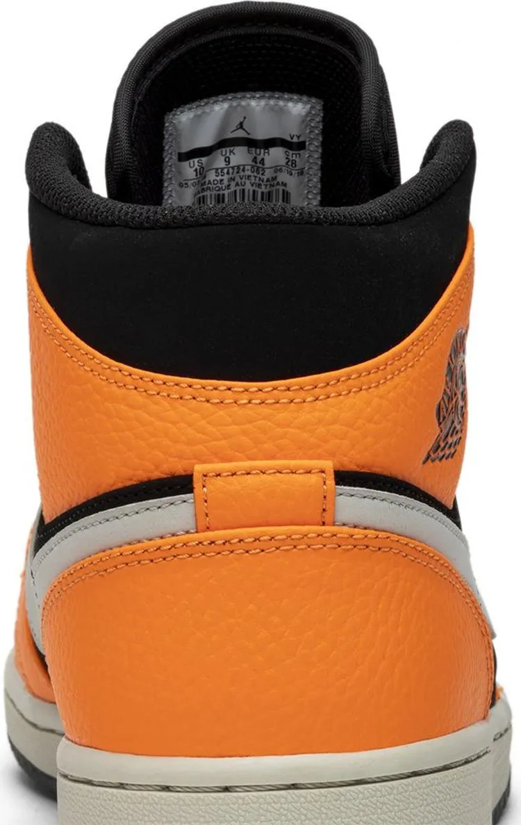 Air Jordan 1 Mid Black Cone Sneakers, Orange