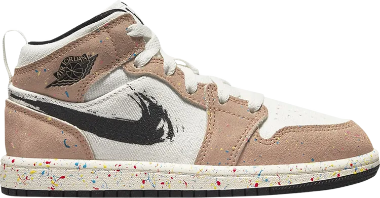 Air Jordan 1 Mid SE PS Brushstroke Paint Splatter, White