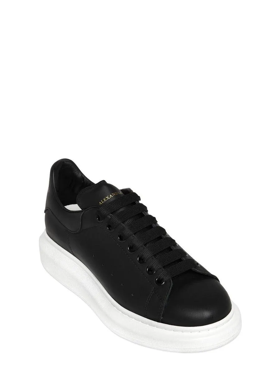 Alexander Mcqueen 45mm Leather Platform Black and White Sneakers