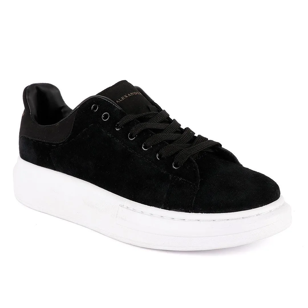 Alexander Mcqueen 45mm Suede Platform Black and White Sneakers