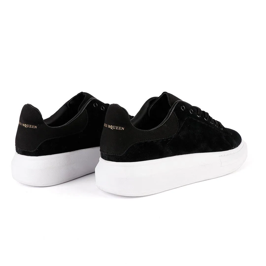 Alexander Mcqueen 45mm Suede Platform Black and White Sneakers