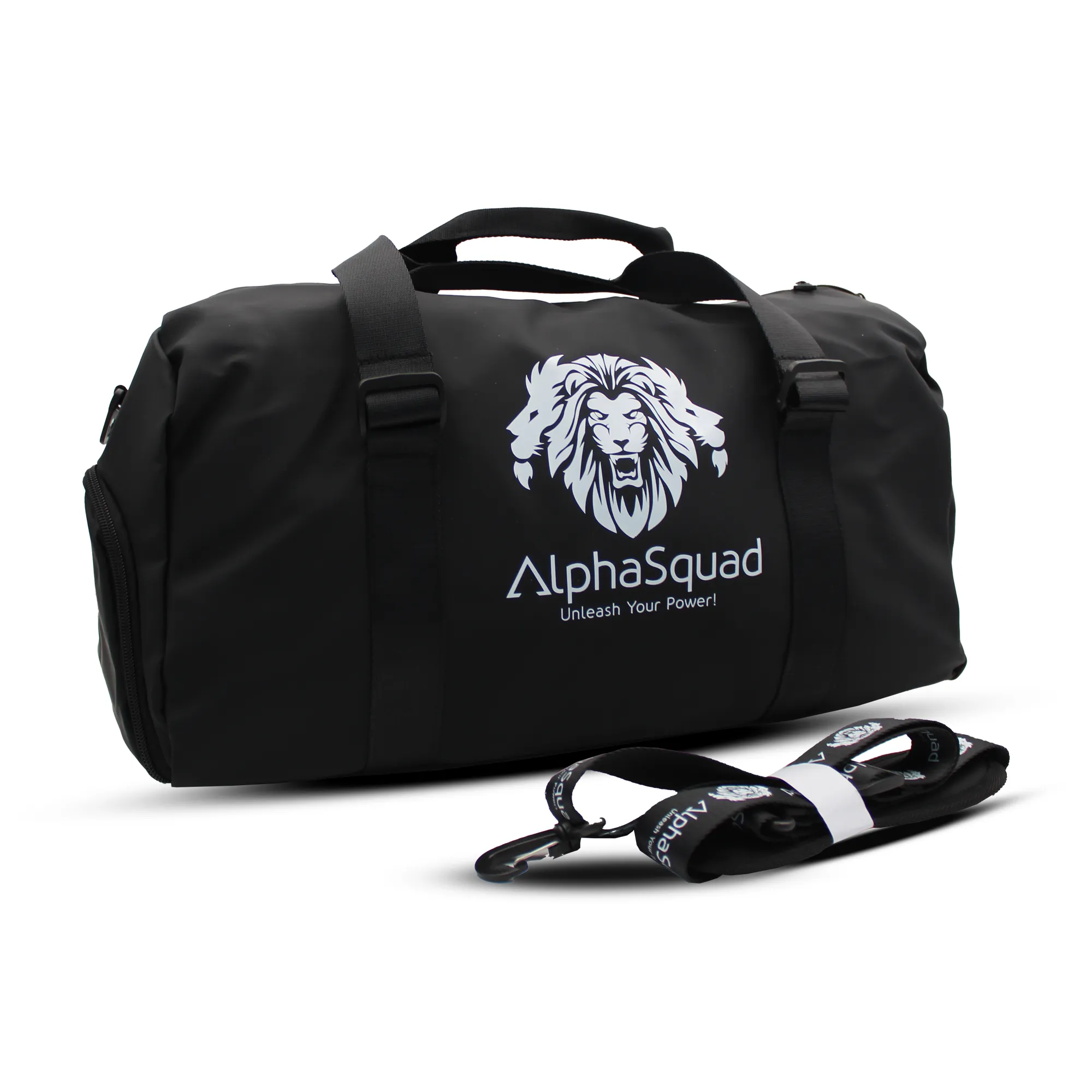 AlphaSquad Sports Bag with Shoes Compartment, Gym Bag with Waterproof Pocket for Towels, Travel Duffel Bag for Men and Women, Black