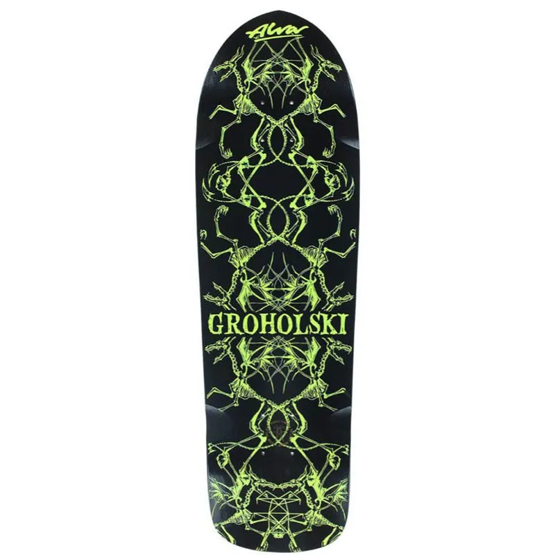 Alva 9.25" x 33.25" Black/Green Groholski Guest Skateboard Deck