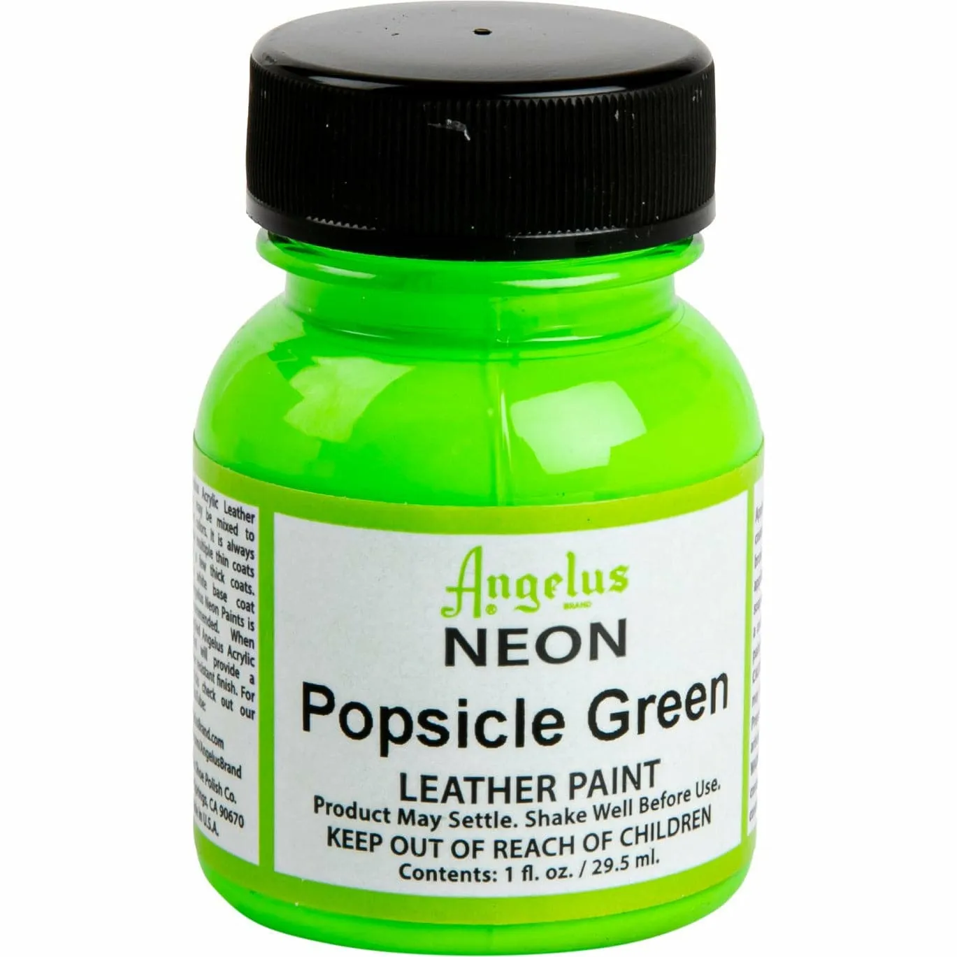 Angelus Neon Acrylic Paint Popsicle Green 29Ml Use On Leather, Vinyl Or Fabric