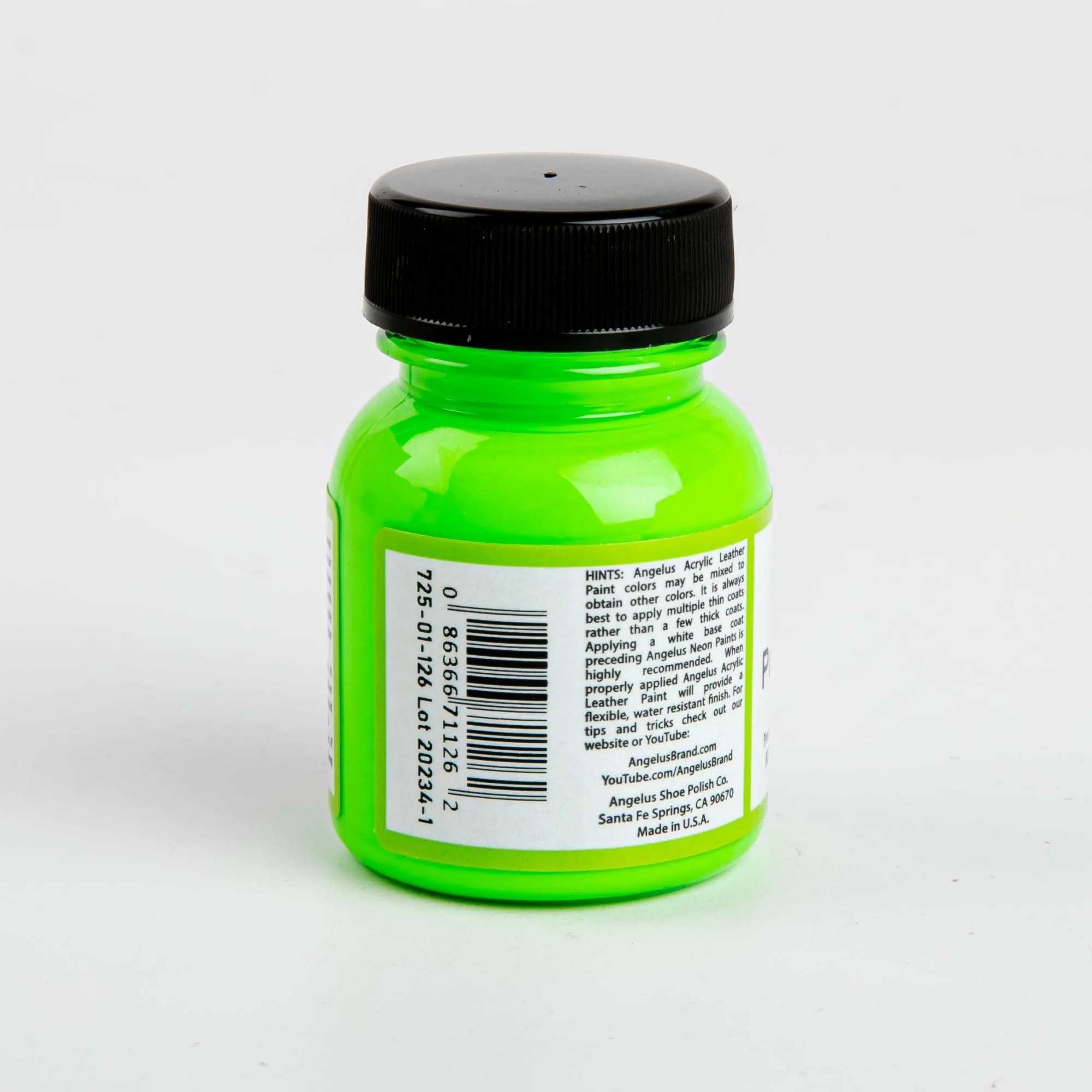 Angelus Neon Acrylic Paint Popsicle Green 29Ml Use On Leather, Vinyl Or Fabric