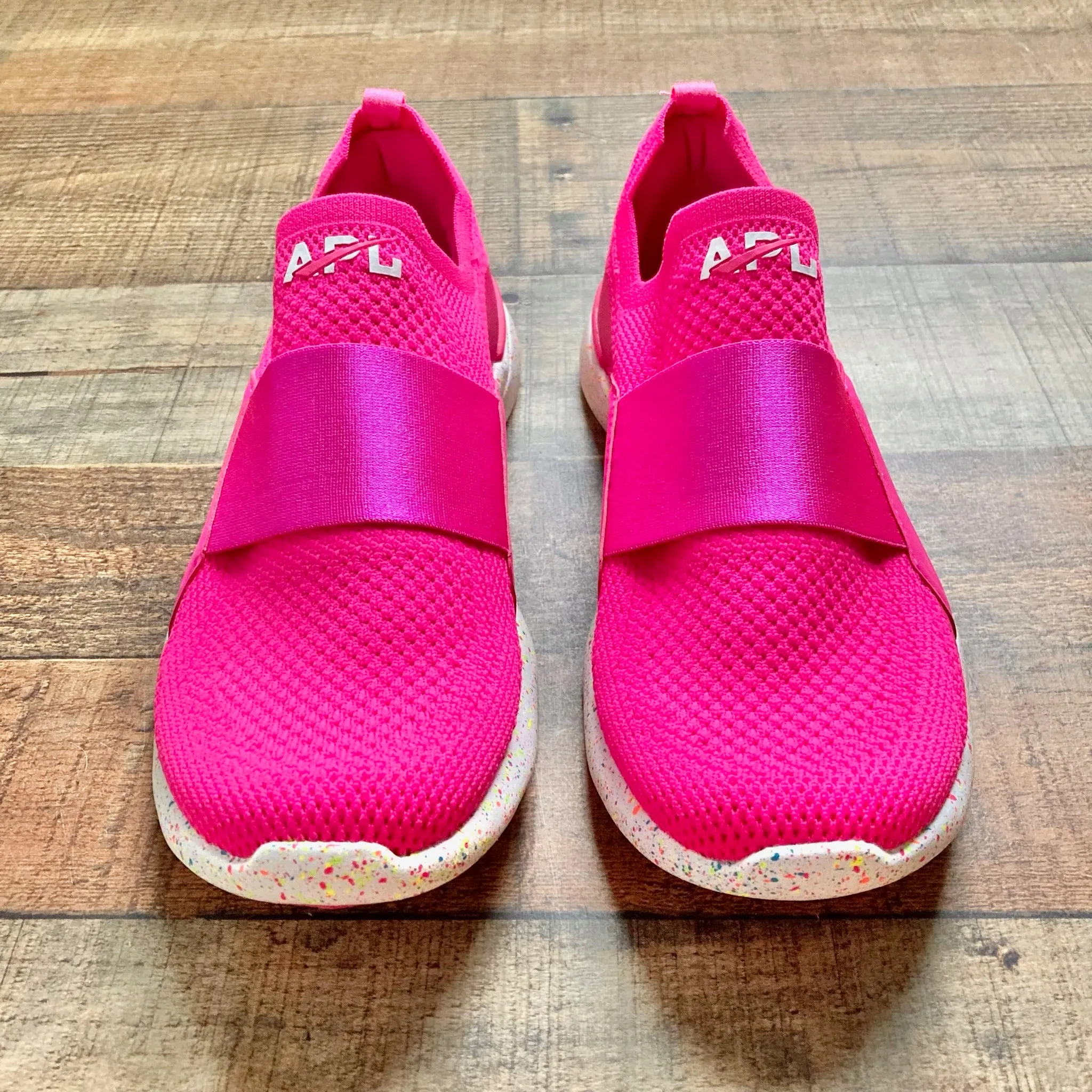 APL Neon Pink Speckled Sneakers with Elastic Strap- Size 7.5 (GREAT CONDITION)