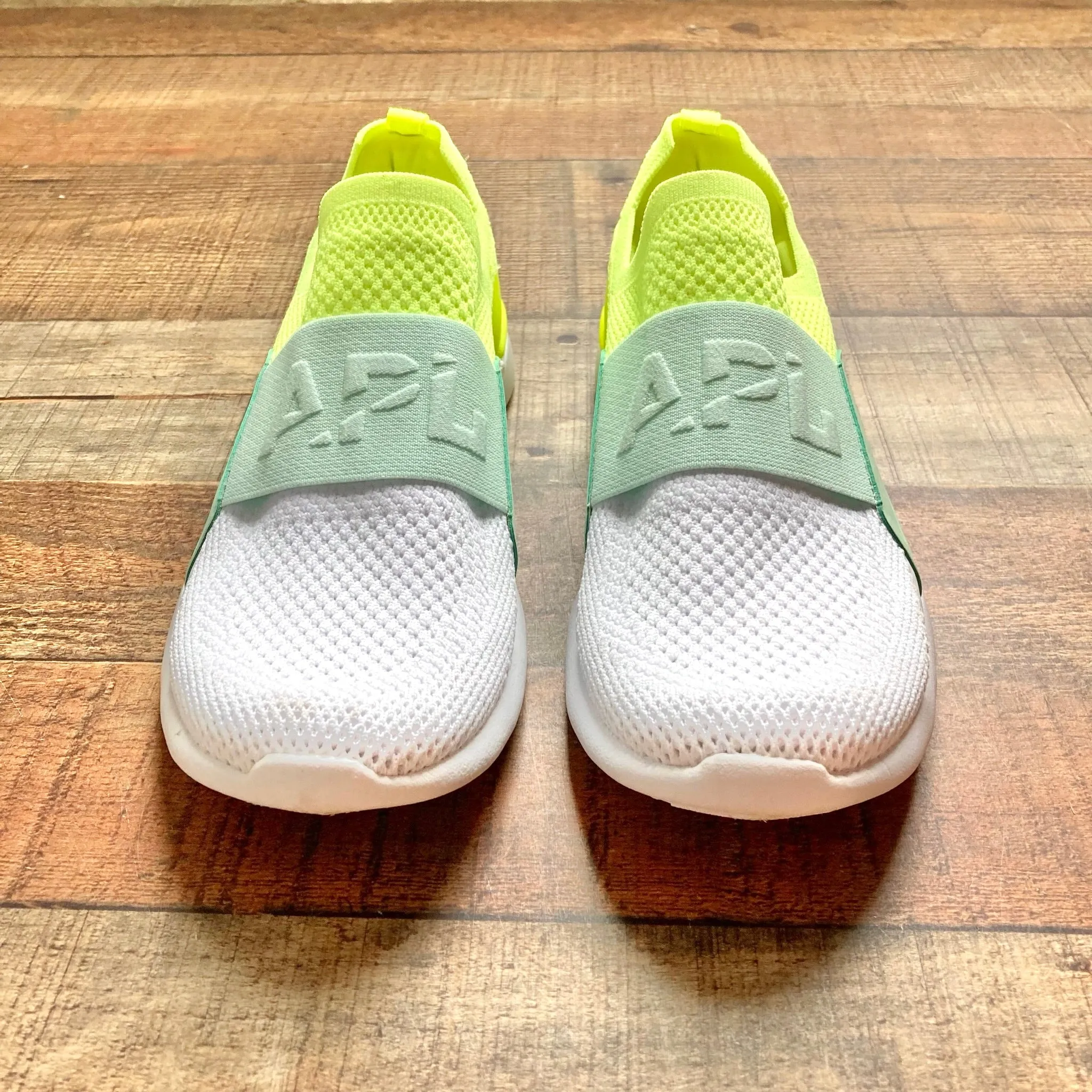 APL White/Neon Sneakers with Embossed Elastic Strap- Size 7.5 (see notes)