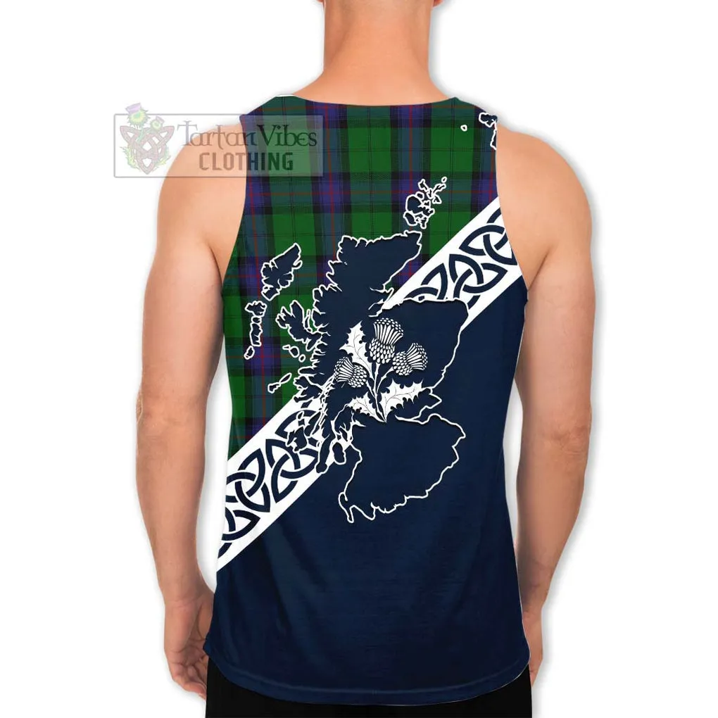 Armstrong Tartan Men's Tank Top Featuring Thistle and Scotland Map