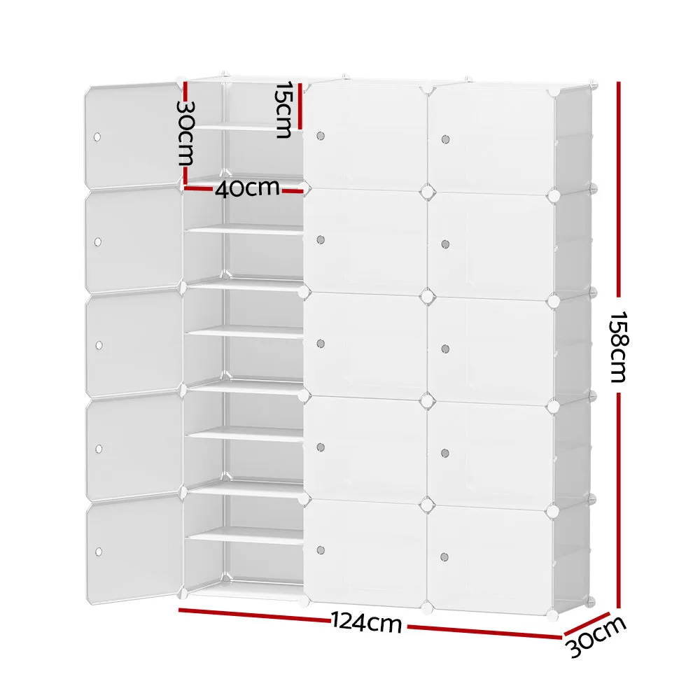 Artiss Shoe Cabinet DIY Shoe Box White Cube Portable Organiser Storage Stand