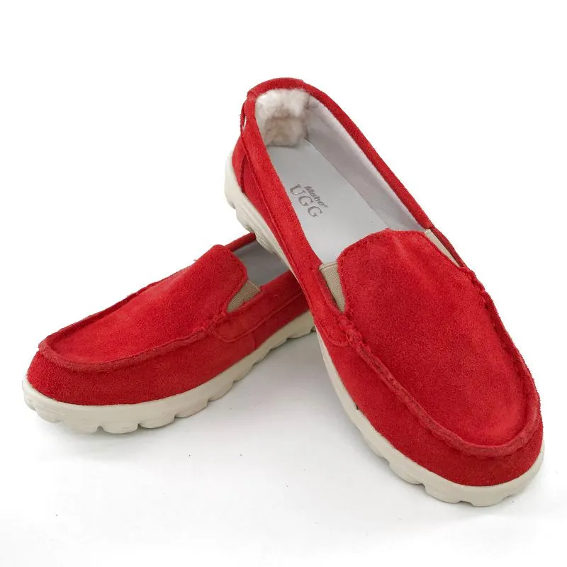 Australian Sheepskin Unisex Casual Flats UGG Moccasin - Red