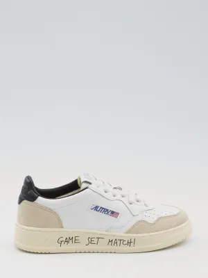 Autry Medalist Low Leather Sneakers in Ivory and Black