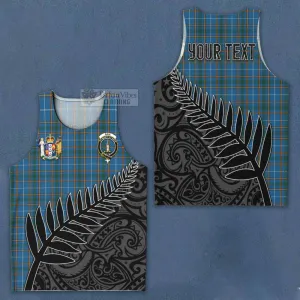 Bain Crest Tartan Men's Tank Top with New Zealand Silver Fern Half Style