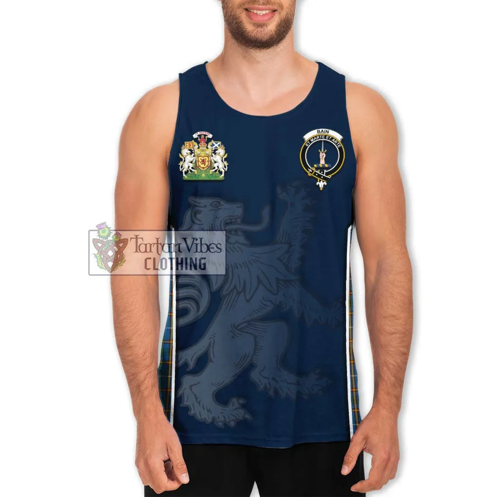 Bain Tartan Men's Tank Top with Family Crest and Lion Rampant Vibes Sport Style