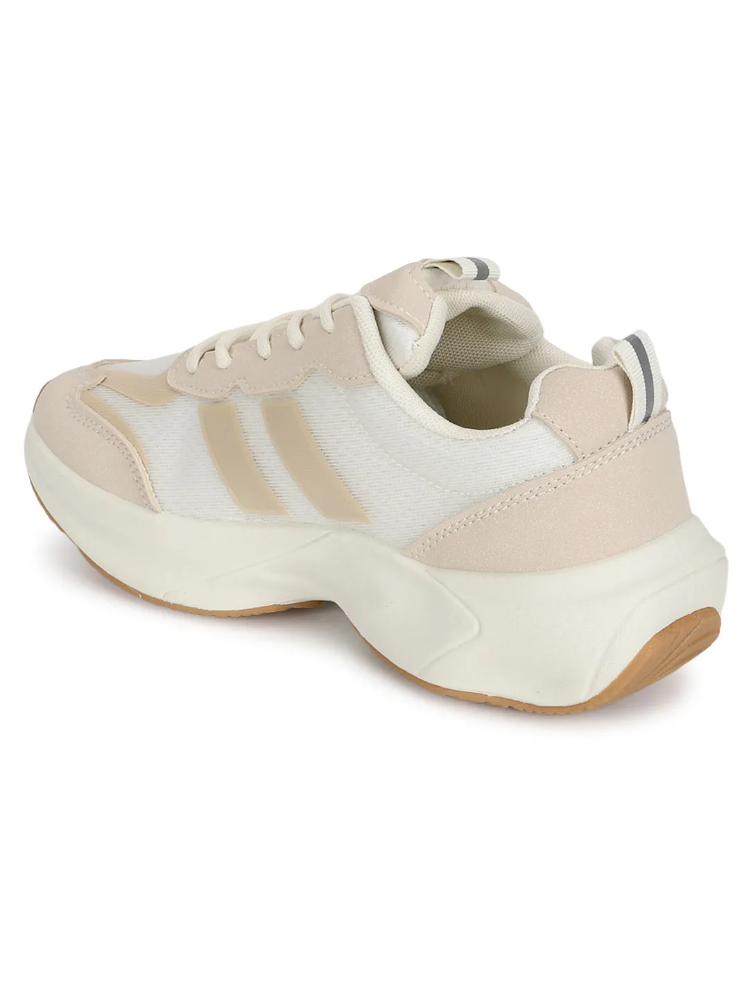 Beige PU Stylish Lace-Up Sneakers (TC-RS3615-BEIG)