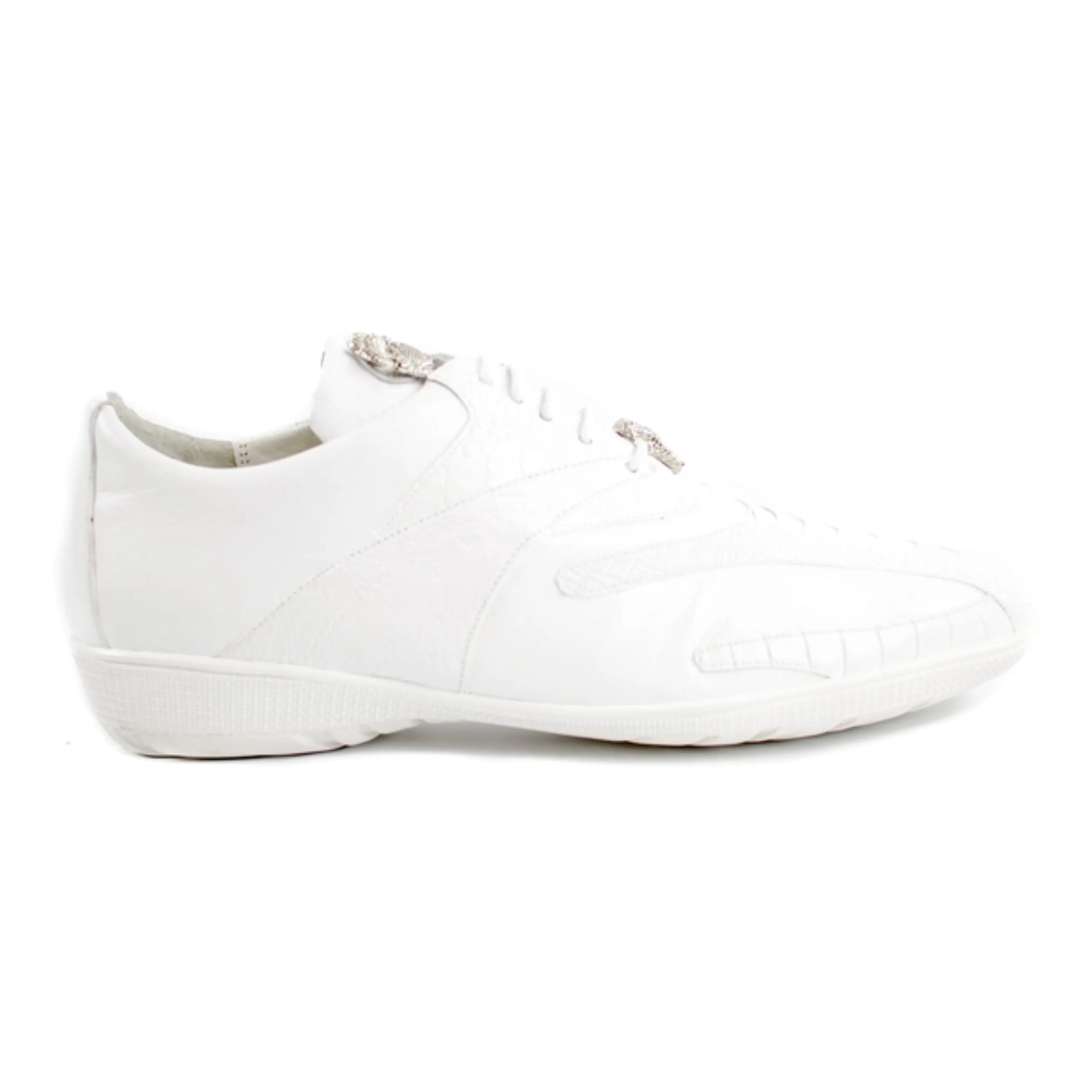 Belvedere Bene in White Genuine Ostrich & Soft Calf Sneakers