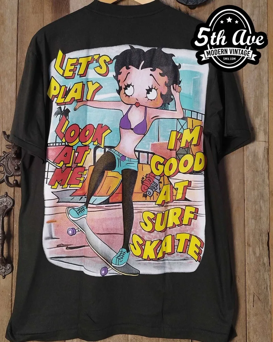 Betty Boop I'm Good at Surf Skate - AOP all over print New Vintage Animation T shirt