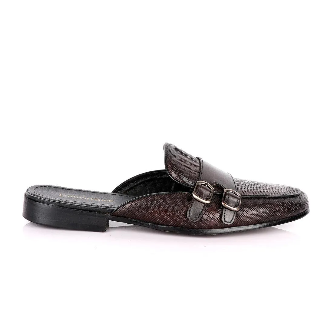 Billionaire Dotted Double Strap Coffee Mole Leather Shoe