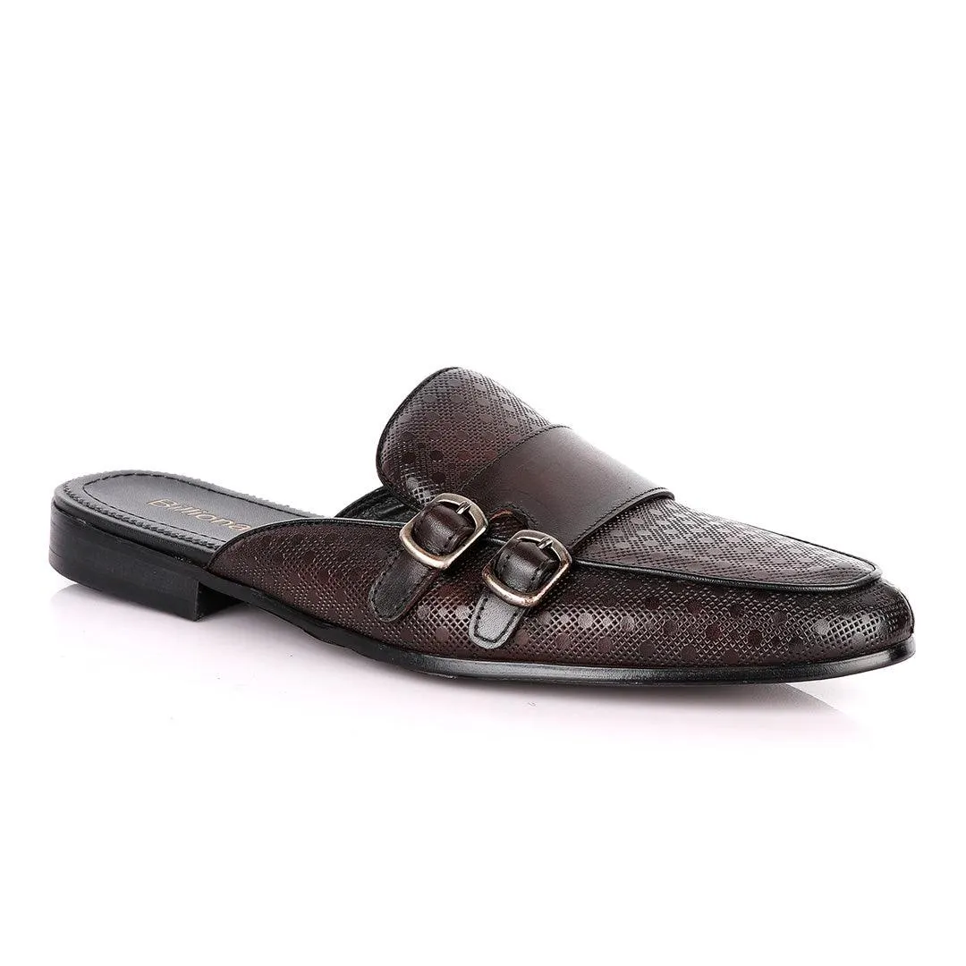 Billionaire Dotted Double Strap Coffee Mole Leather Shoe