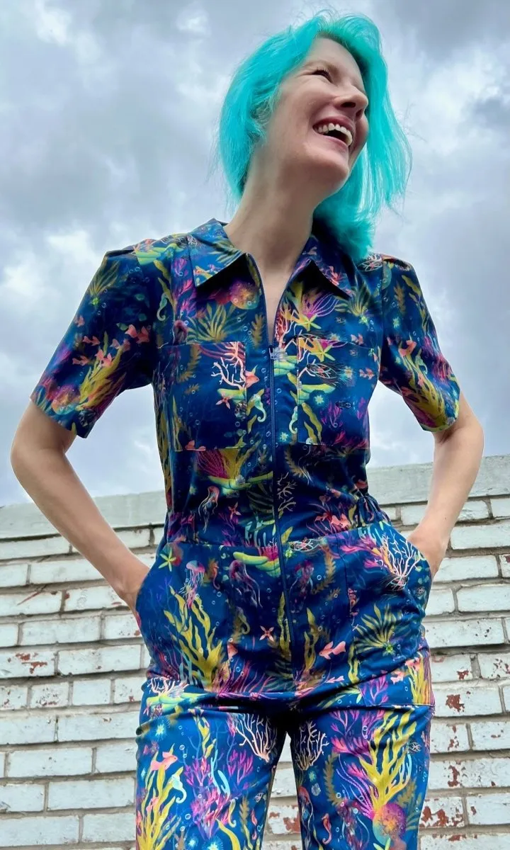 Birds of North America Twillick Jumpsuit - Undersea Gardens (Online Exclusive)