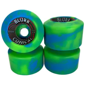 Blurr 60mm 96a Re-Issue Swirl Conical Green/Blue Skateboard Wheels 4pk