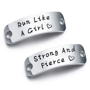 bobauna Shoe Lace Tag Run Like A Girl Strong and Fierce Inspirational Trainer Tags Gift for Runner Marathon Gift run girl strong fierce