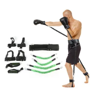 Bounce Trainer Fitness Resistance Band Boxing Suit Latex Tube Tension Rope Leg Waist Trainer, Weight: 150 Pounds(Green)