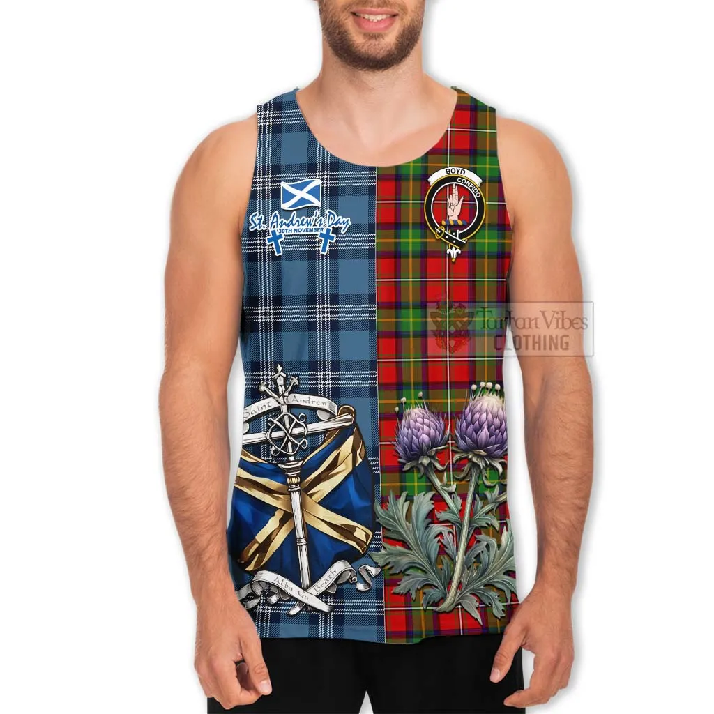 Boyd Tartan Men's Tank Top Happy St. Andrew's Day Half Tartan Style