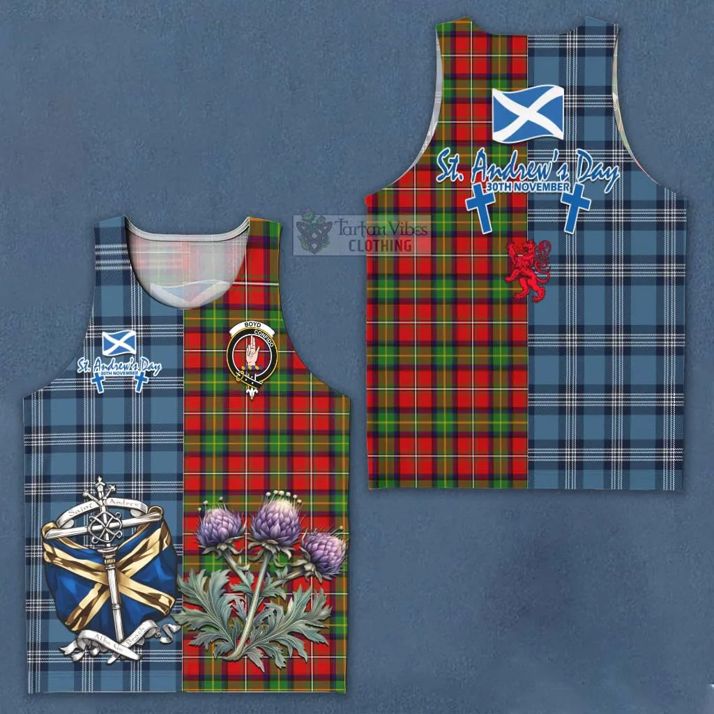 Boyd Tartan Men's Tank Top Happy St. Andrew's Day Half Tartan Style