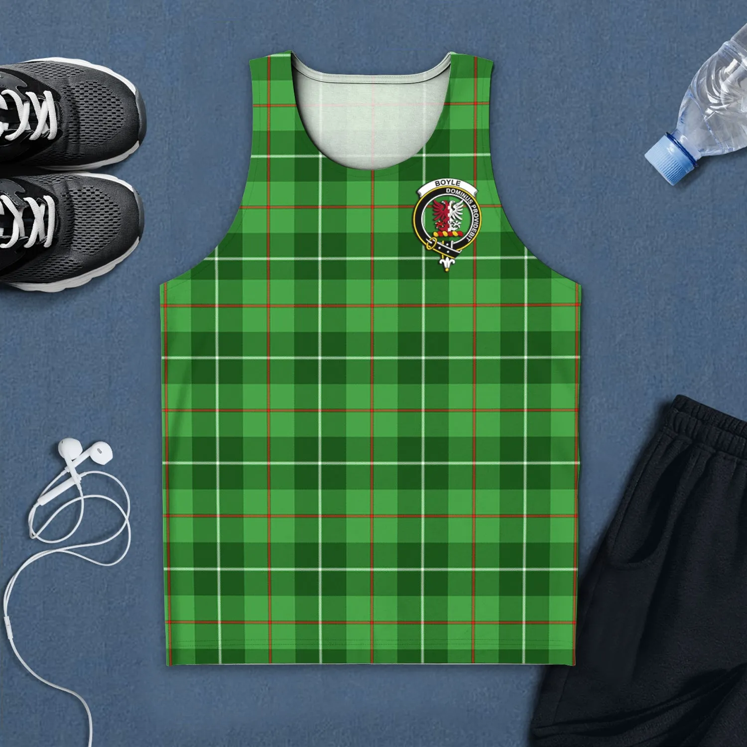 Boyle Tartan Mens Tank Top with Family Crest