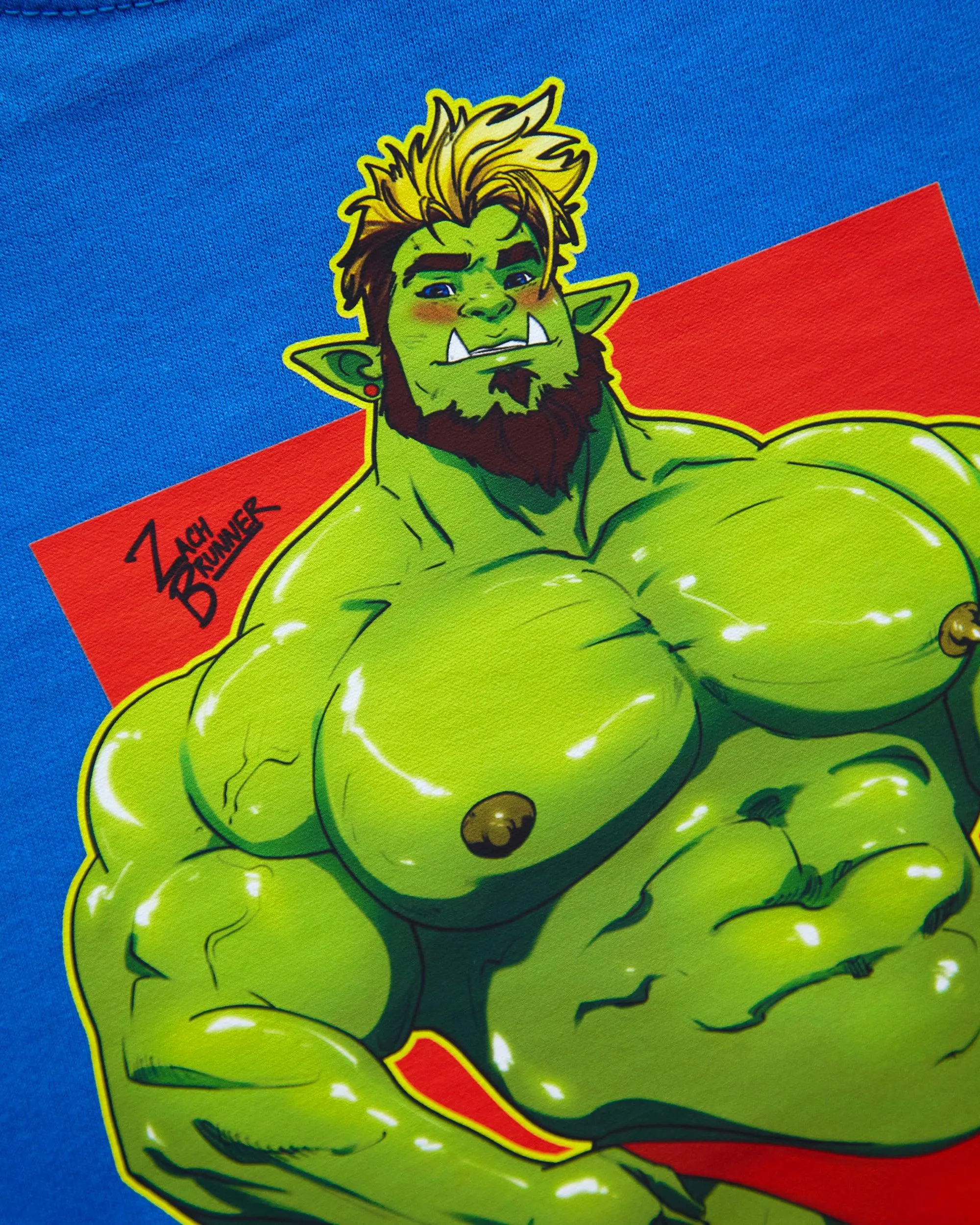 Brak the beefy orc! on blue - crop top