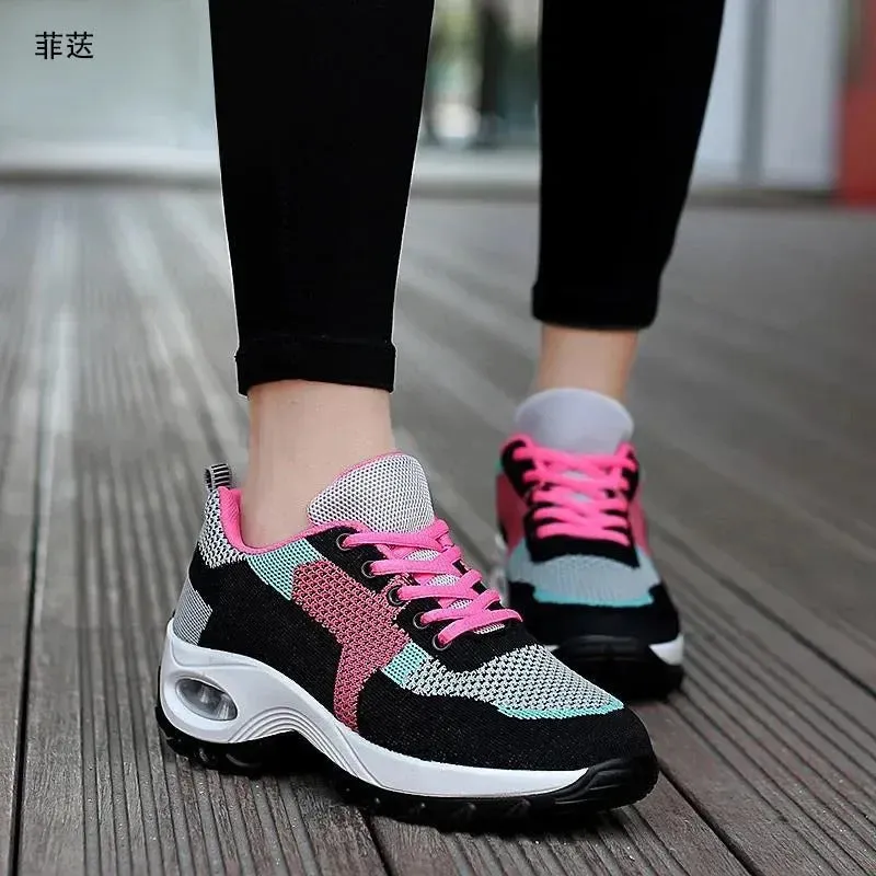 Breathable Lace-Up Platform Sport Shoes for Women