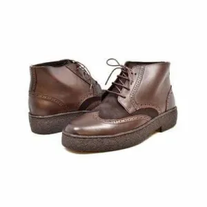 British Walkers Playboy Wingtips Limited Edition Men's Brown Leather and Suede High Top Boots