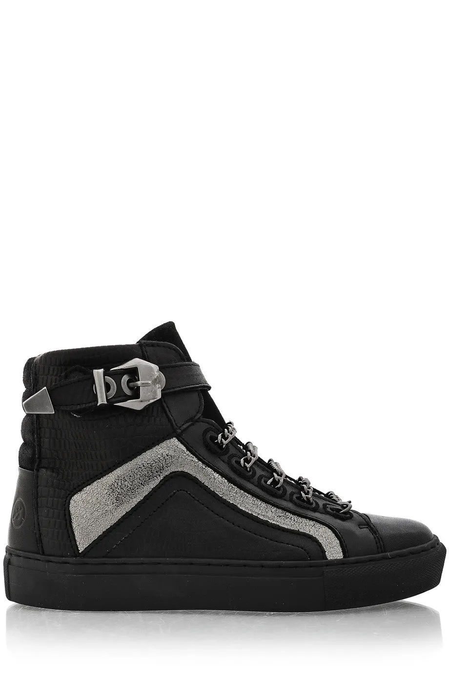 BRONX BERENICE Black Chain Ankle Sneakers