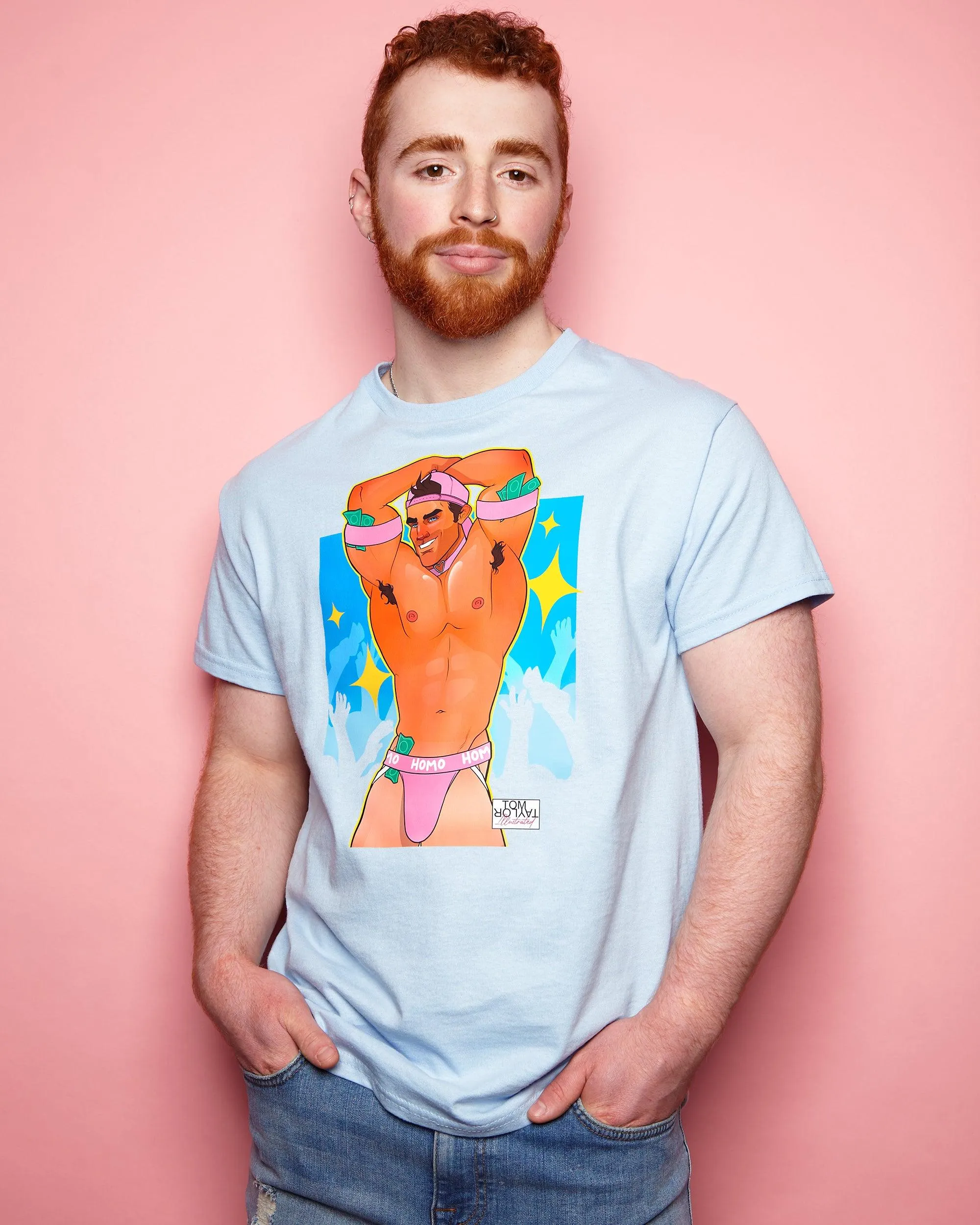 Bryce the gogo dancer- blue tshirt