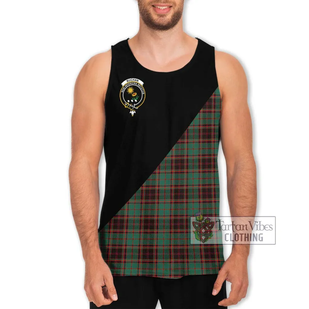 Buchan Ancient Tartan Men's Tank Top with Family Crest and Military Logo Style