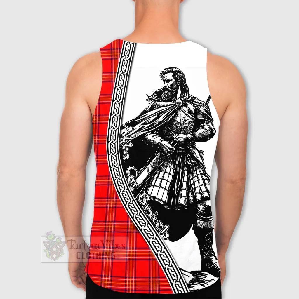 Burnett Tartan Clan Crest Men's Tank Top with Highlander Warrior Celtic Style